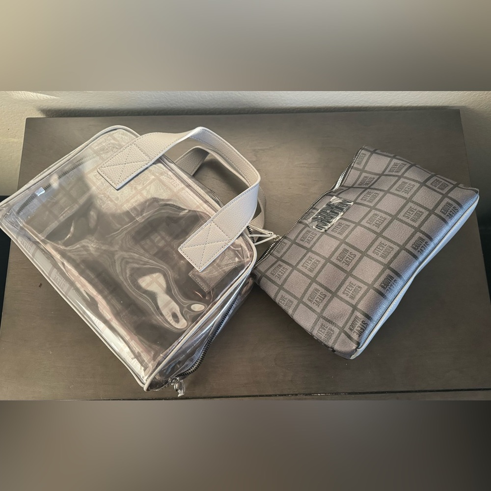 Clear medium Steve Madden bag.